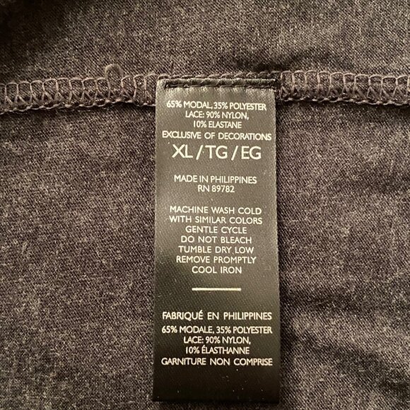 Natori LUXE Shangri-la Nightgown w/Lace Modal Blend Dark Gray XL NWT - Picture 6 of 7